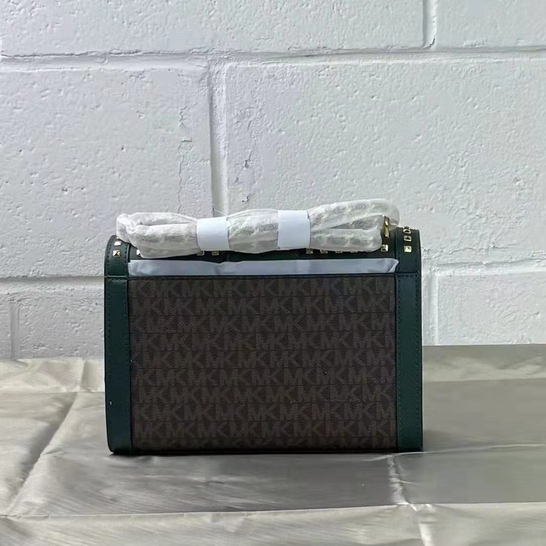 Michael Kors Rose 35F1GX0L2B Medium Flap Shldr Messenger Bag In Racing Green Michael Kors Rose 35F1GX0L2B Medium Flap Shldr Messenger Bag In Racing Green